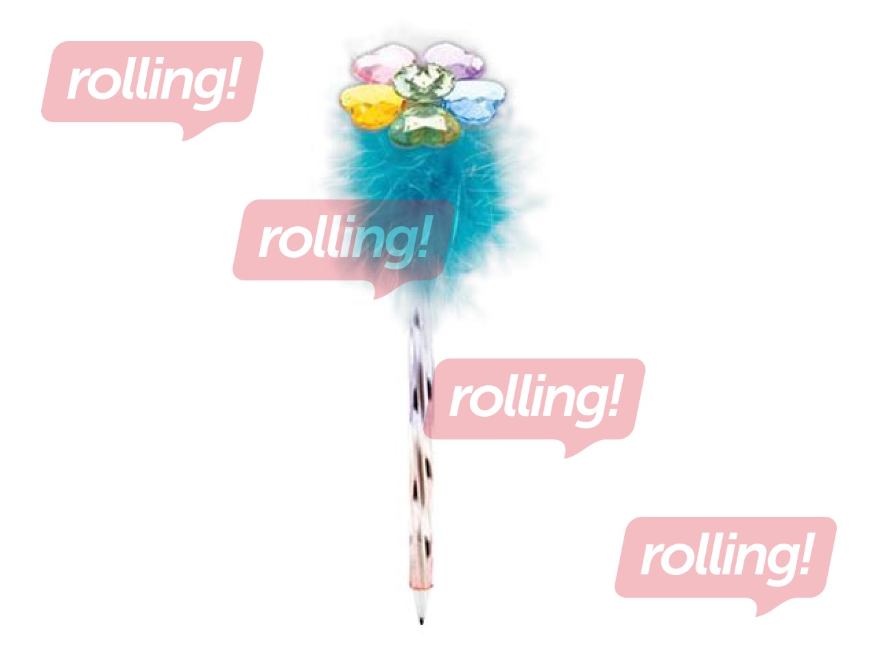 Lodīšu pildspalva Crystal Flower ar zilām spalvām, 0.7mm, zila