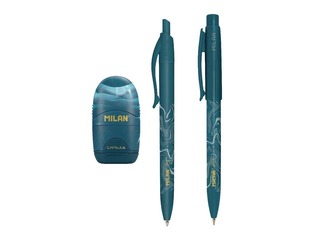 Набор шариковой ручки, механического карандаша и ластика Milan, Lava, синий