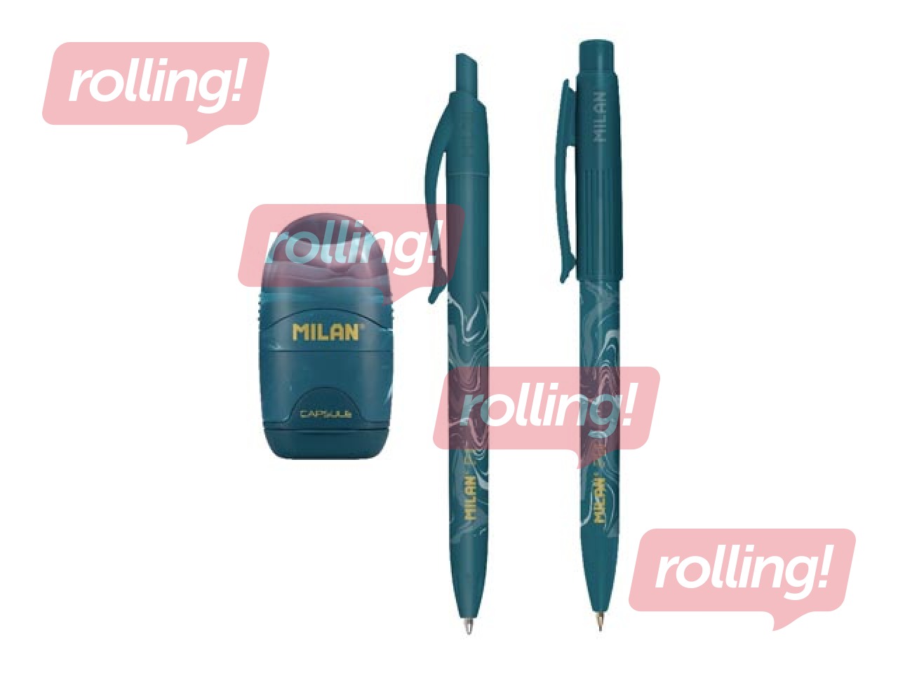 Набор шариковой ручки, механического карандаша и ластика Milan, Lava, синий