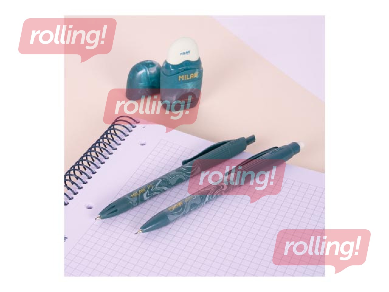 Набор шариковой ручки, механического карандаша и ластика Milan, Lava, синий