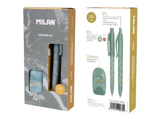 Ballpoint pen, mechanical pencil, and eraser set Milan, Lava, green