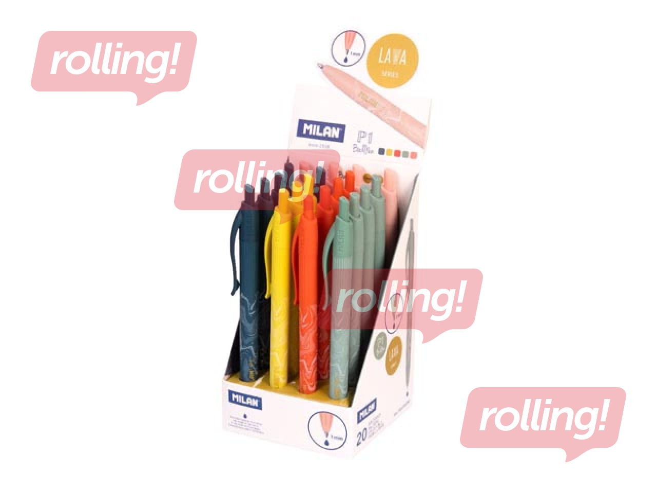 Lodīšu pildspalva Milan, Lava, zila tinte, dažādās krāsās