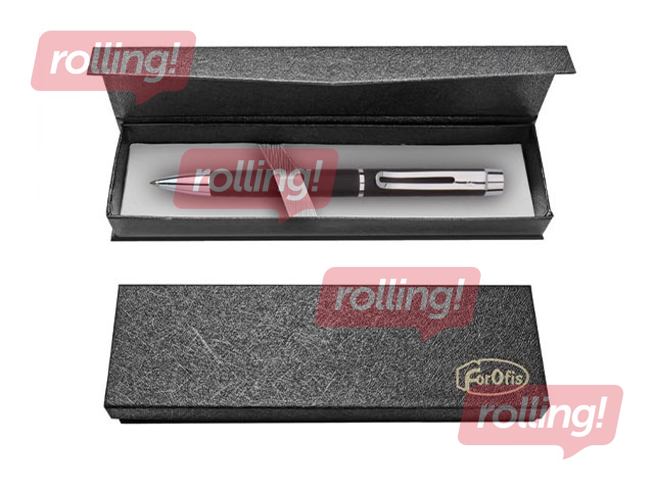 Lodīšu pildspalva Forofis dāvanu kastē, melna, zila tinte, 0.7mm