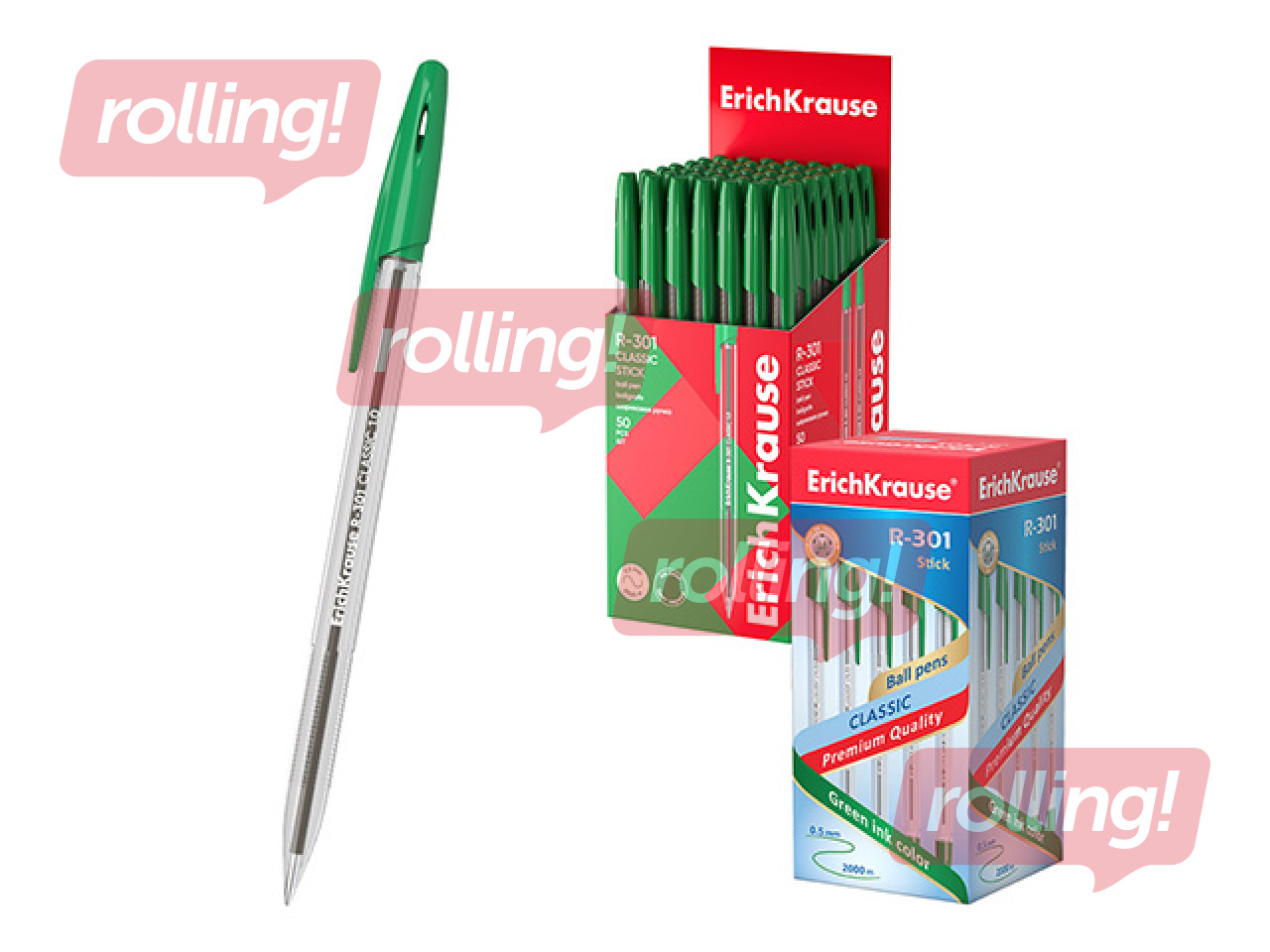 Lodīšu pildspalva Erich Krause R-301 Classic, zaļa, 1mm