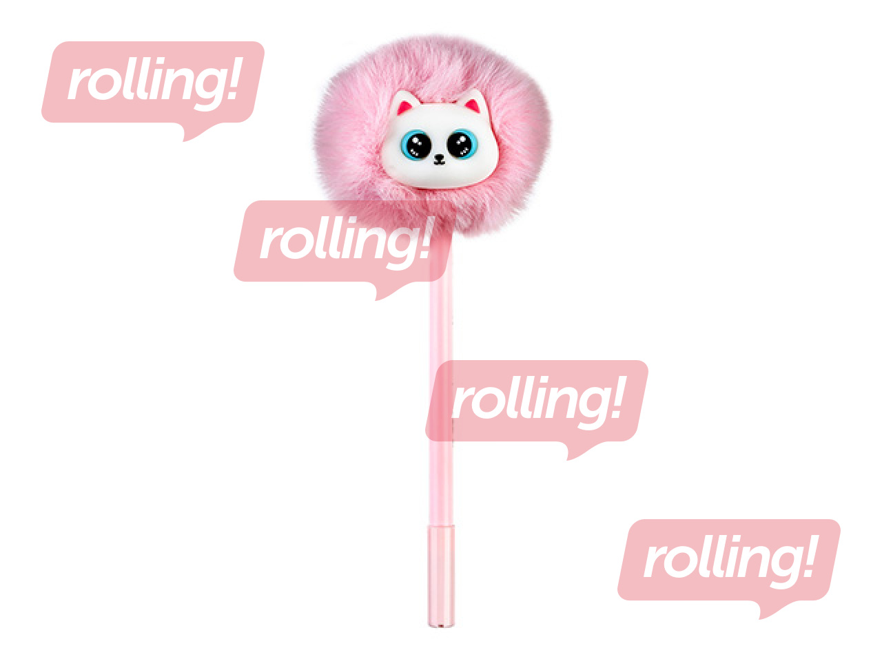 Lodīšu pildspalva Hairball Kitty, rozā, zila, 0.7mm