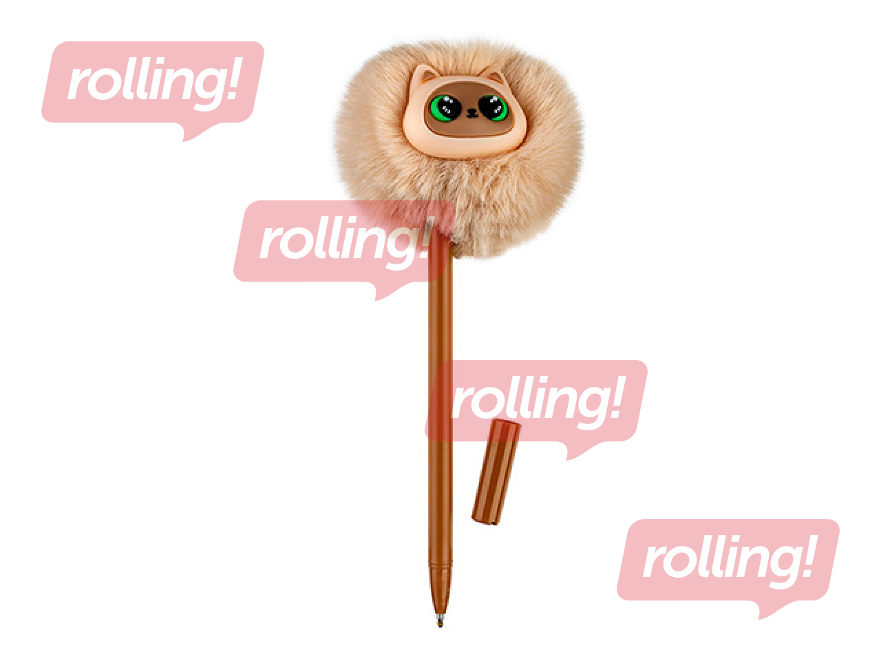 Lodīšu pildspalva Hairball Kitty, brūna, zila, 0.7mm