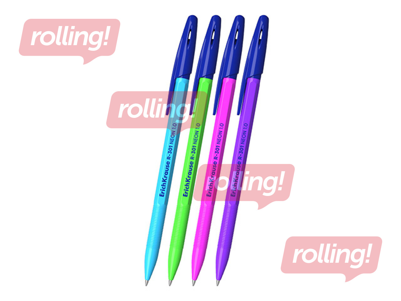 Lodīšu pildspalva ErichKrause, R-301, Stick, Neon, zila, 0.7mm