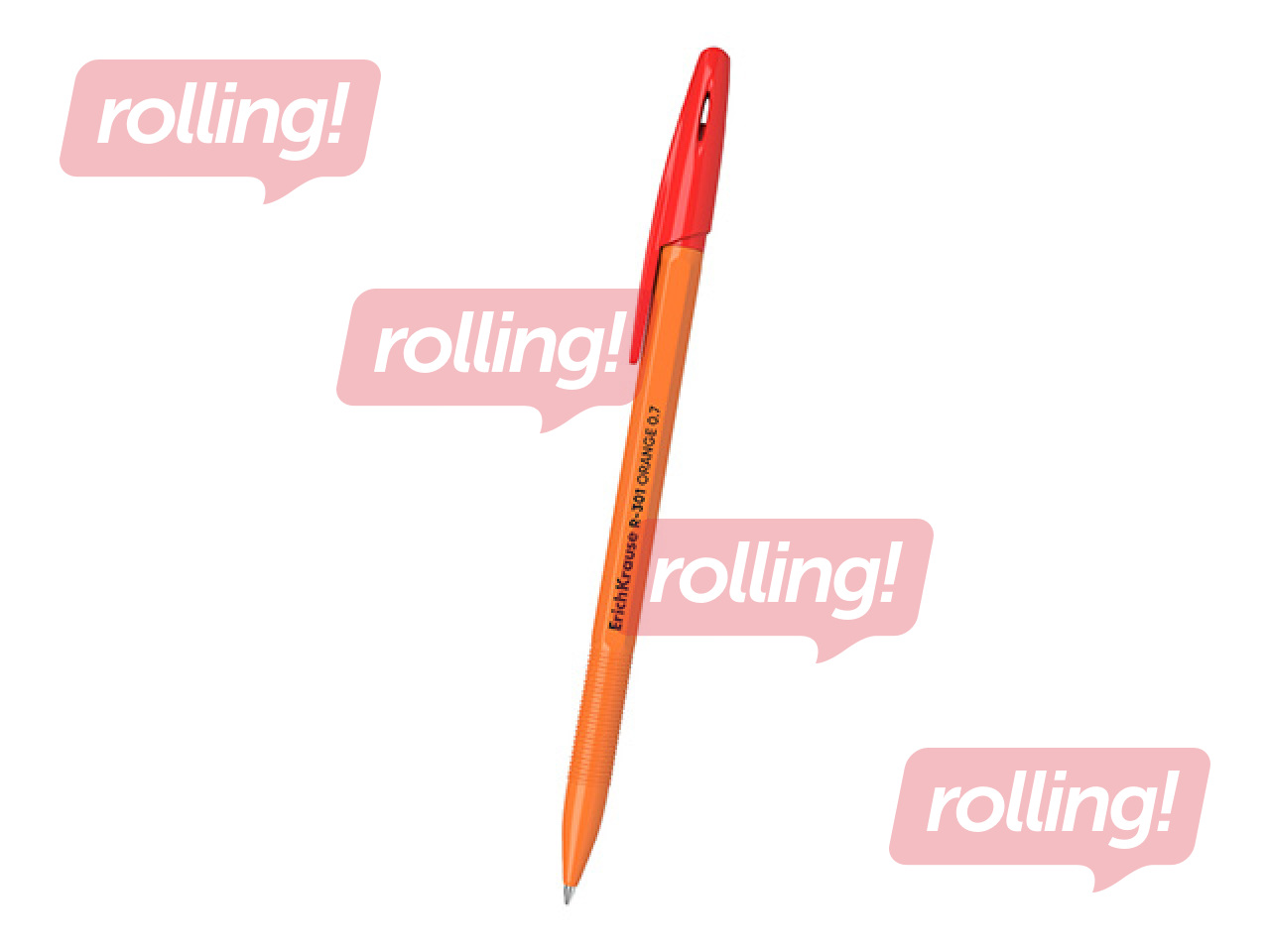 Lodīšu pildspalva Erich Krause R-301 Orange, sarkana, 0.7mm