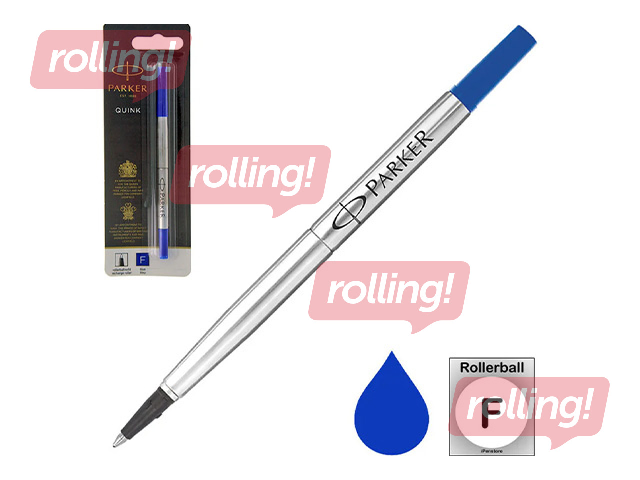 Serdenis tintes rollerim Parker, lodītes diametrs 0.5 mm (F), zila tinte