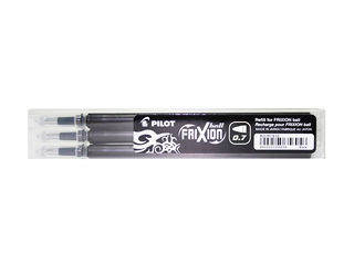 Serdenis Pilot Frixion 0.7mm, melna tinte, iepakojumā 3 gab.