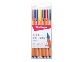 Set of fineliners Berlingo Rapido, 0.4mm, 6 colors