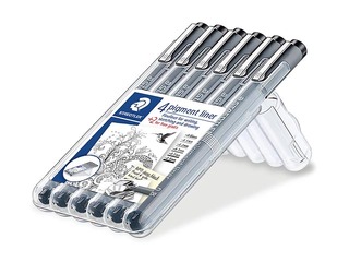 Кoмплект фломастеров STAEDTLER Fineliner, 6 значений ширины линии, черный