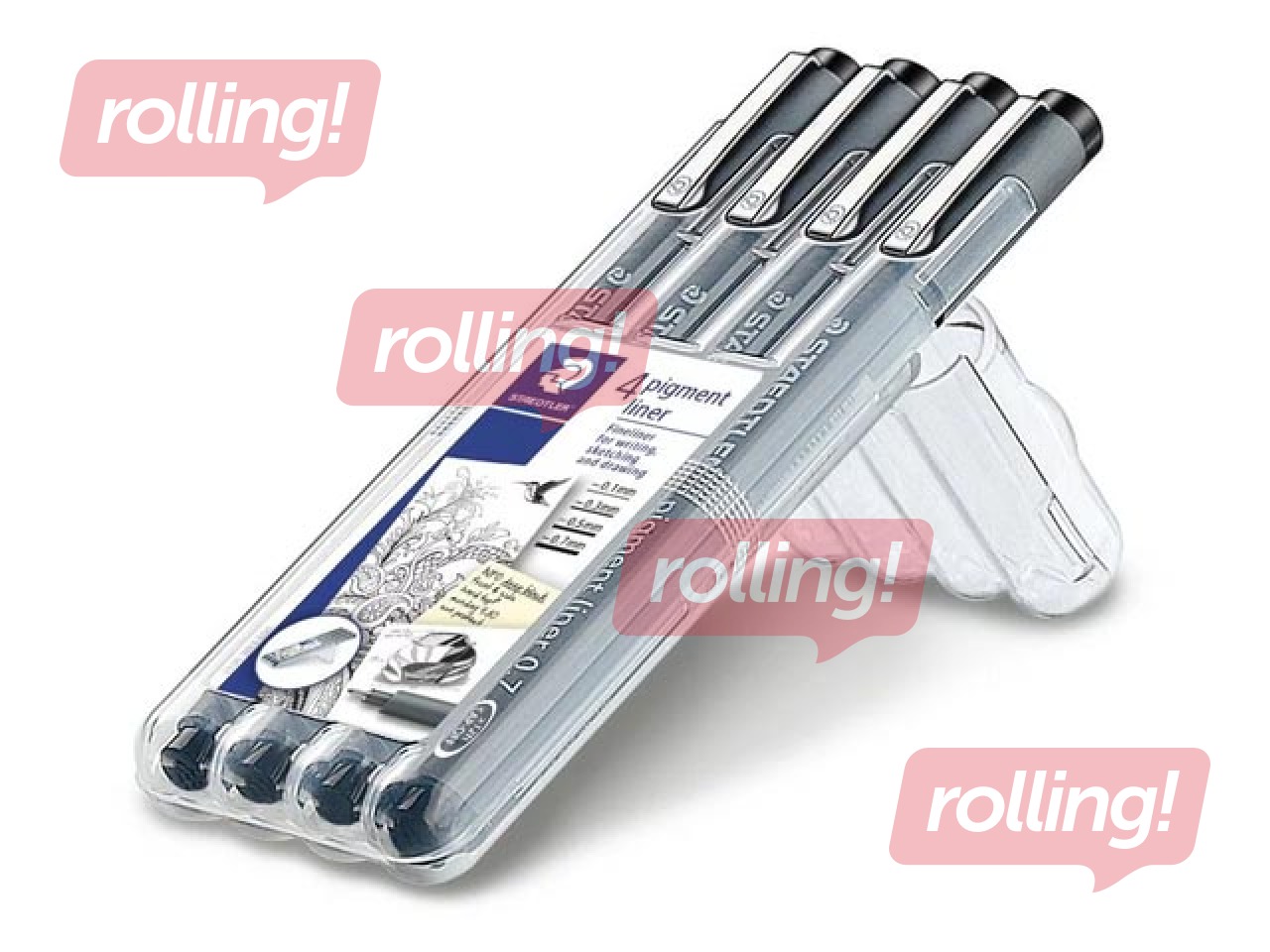 Flomāsterpildspalvu komplekts STAEDTLER, 4 līniju platumi, melna