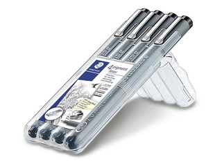 Peenmarkerite komplekt STAEDTLER, 4 joonelaiust, must