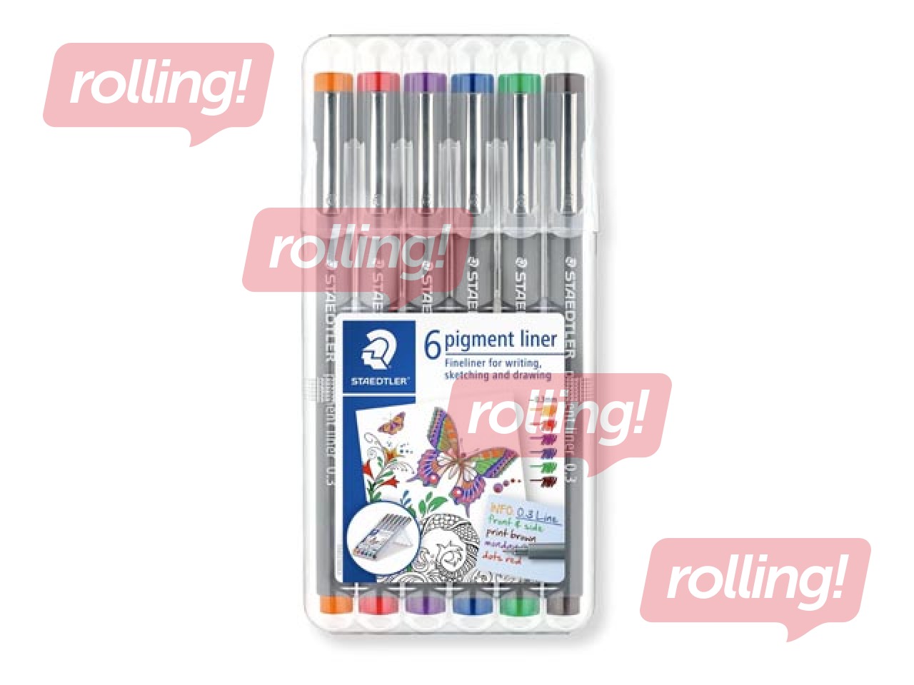 Flomāsterpildspalvu komplekts STAEDTLER, 0.3mm, 6 krāsas