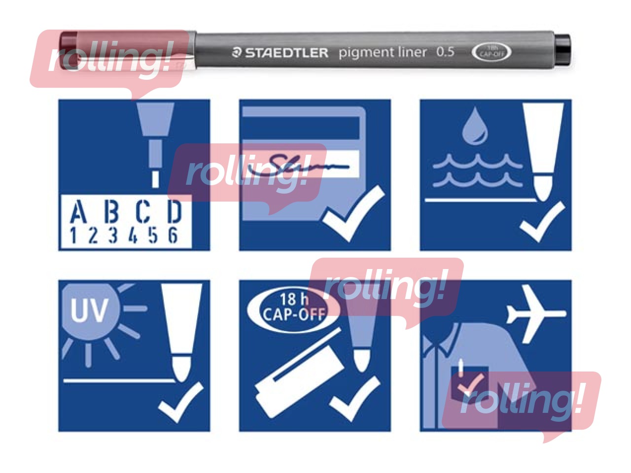 Flomāsterpildspalvu komplekts STAEDTLER, 0.3mm, 6 krāsas