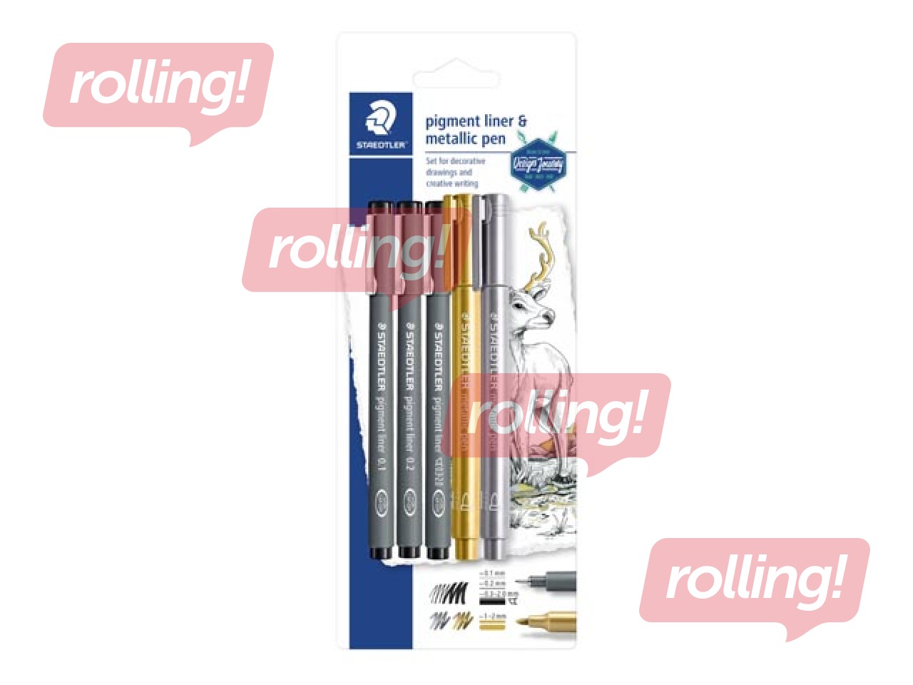 Flomāsterpildspalvu komplekts STAEDTLER, 3 līniju platumi, 3 krāsas