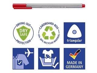 Flomāsterpildspalvu penālis STAEDTLER TRIPLUS fineliner 334, 0.3mm, 20 krāsas