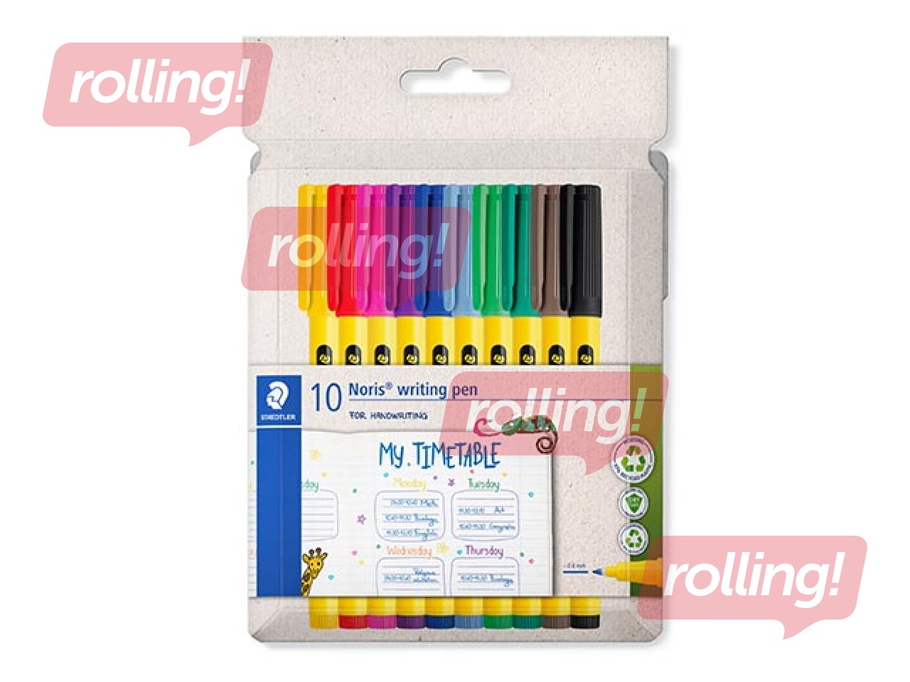 Flomāsterpildspalvu komplekts Staedtler Noris 307, 10 krāsas, 0.6mm