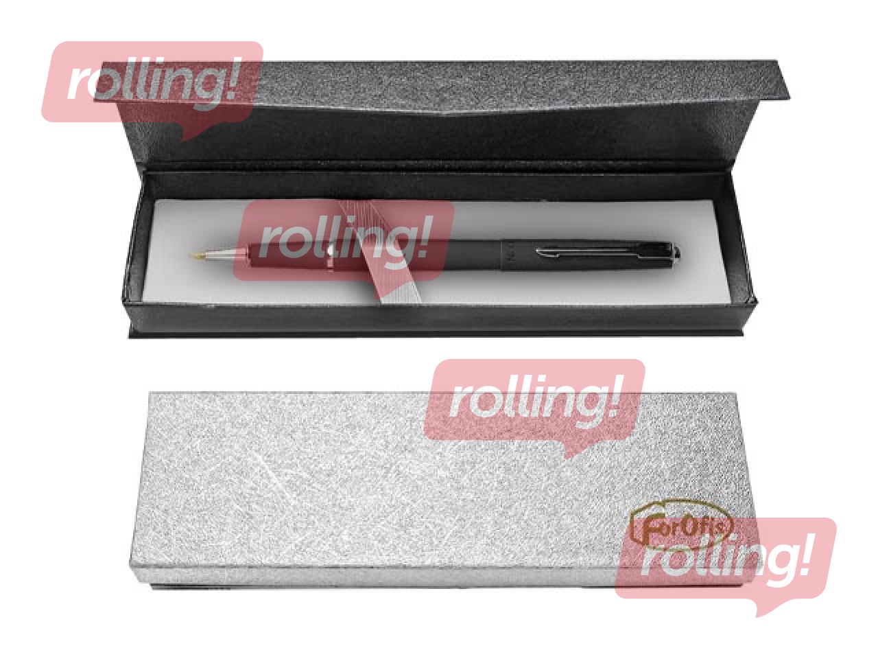 Роллер Forofis в подарочной коробке, серебристый, синий чернила, 0.5мм