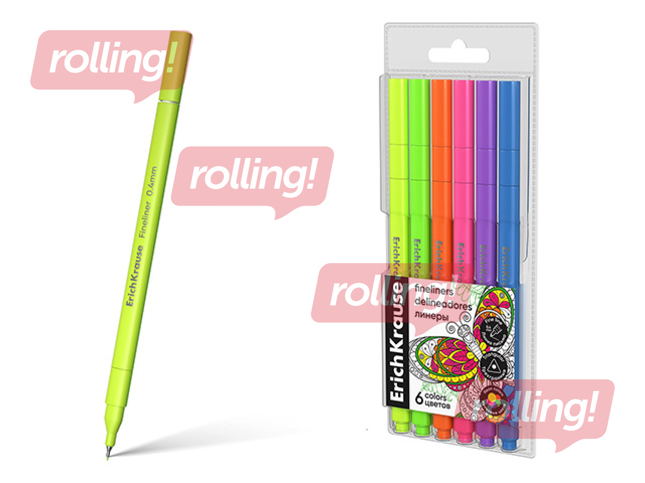 Flomāsterpildspalvu komplekts ErichKrause, Art Spirit Neon, 0.4mm, 6 krāsas