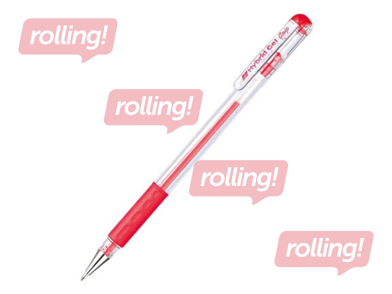 Gēla pildspalva Pentel Hybrid Grip K116, sarkana