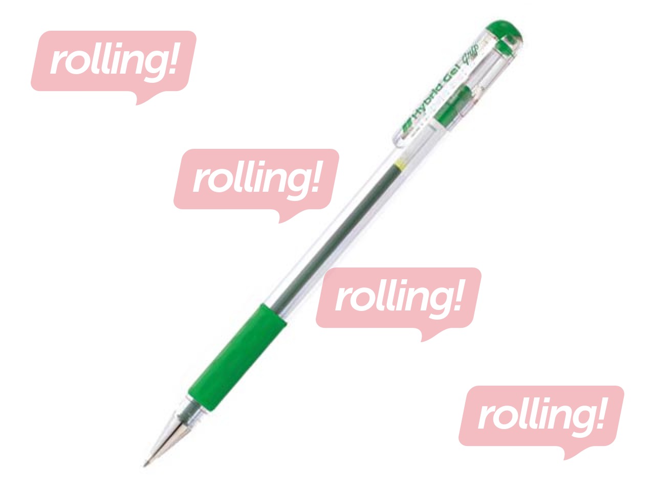 Gēla pildspalva Pentel Hybrid Grip K116, zaļa