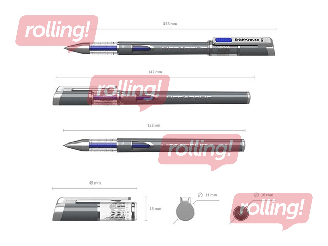 Gel ink pen ErichKrause Megapolis, blue