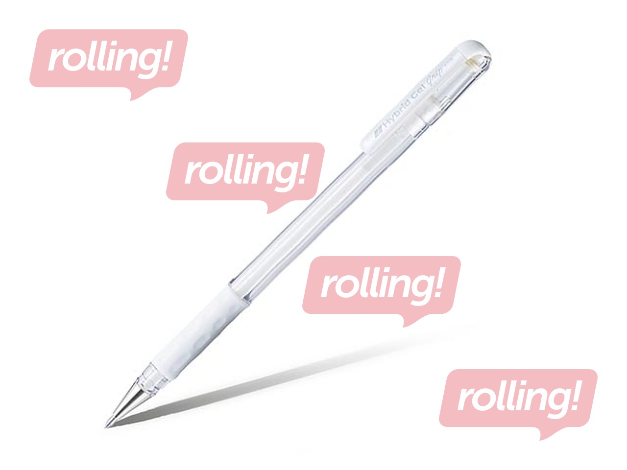 Gēla pildspalva Pentel Hybrid Grip K118, balta