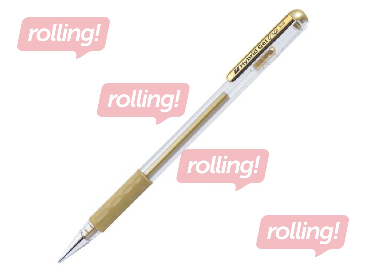 Gēla pildspalva Pentel Hybrid Grip K118, zelta