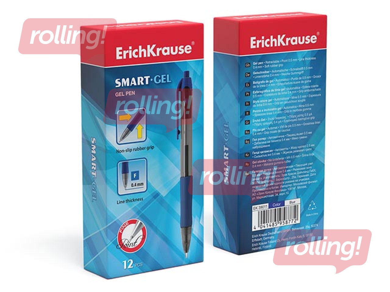 Gēla pildspalva ErichKrause Smart-Gel, 0.5mm, zila