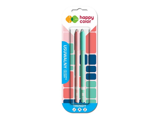 Gēla pildspalvu komplekts Happy Color Trendy, dzēšamas, zila tinte, 0.5mm, 2 gab.