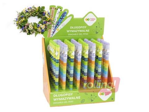 Gēla pildspalva Happy Color, reizināšanas tabula, zaļš vai violets, dzēšama, zila tinte, 0.5mm +Līg