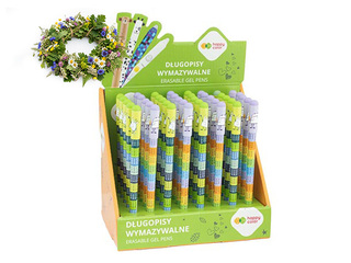 Gēla pildspalva Happy Color, reizināšanas tabula, zaļš vai violets, dzēšama, zila tinte, 0.5mm +Līg