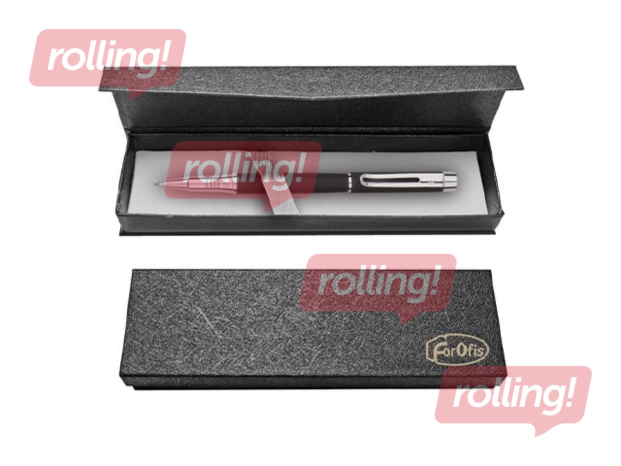 Gēla pildspalva Forofis dāvanu kastē, melna, zila tinte, 0.5mm