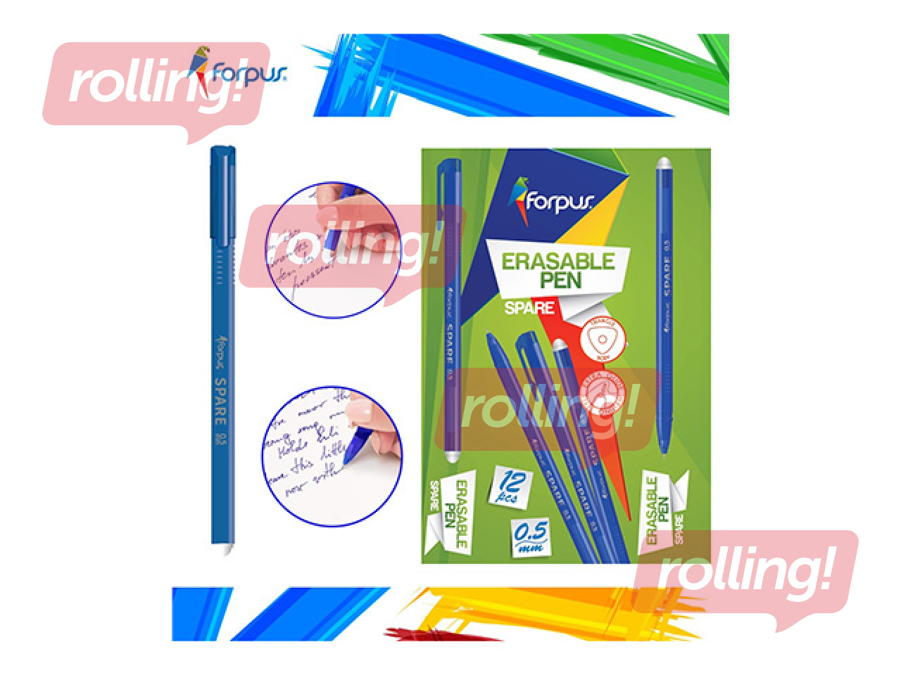 Gēla pildspalva Forpus, trīsstūra, 0.5mm, zila