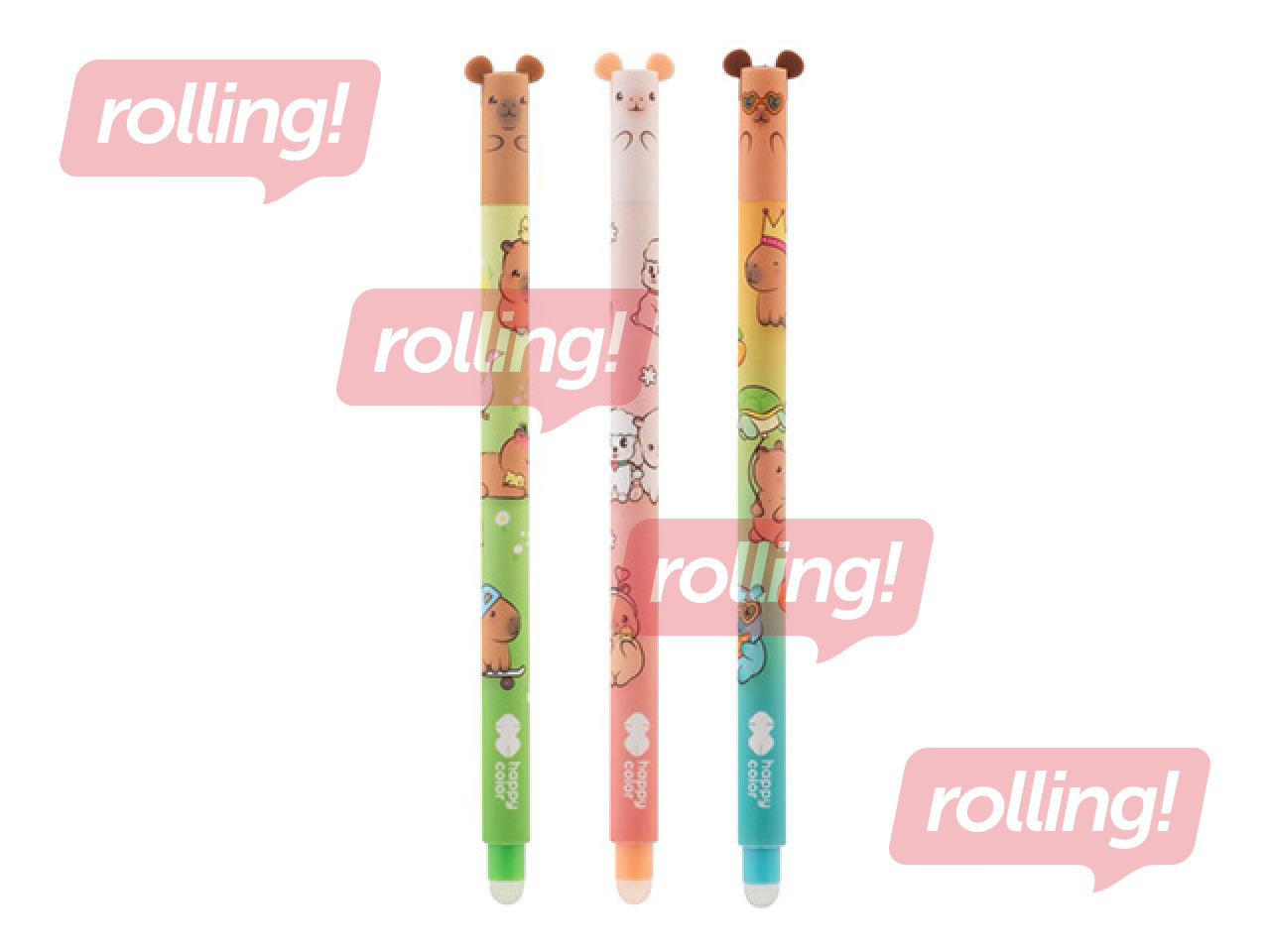 Gēla pildspalva dzēšama Happy Color Capibara, 0.5 mm, zila tinte