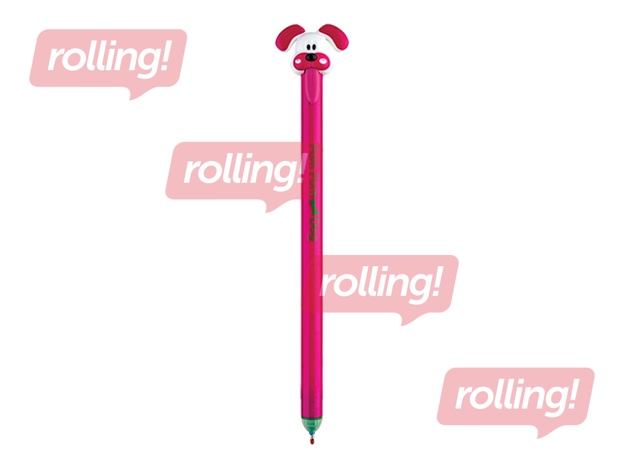 Gēla pildspalva dzēšama Pom Pom Dog, zila tinte, 0.5mm