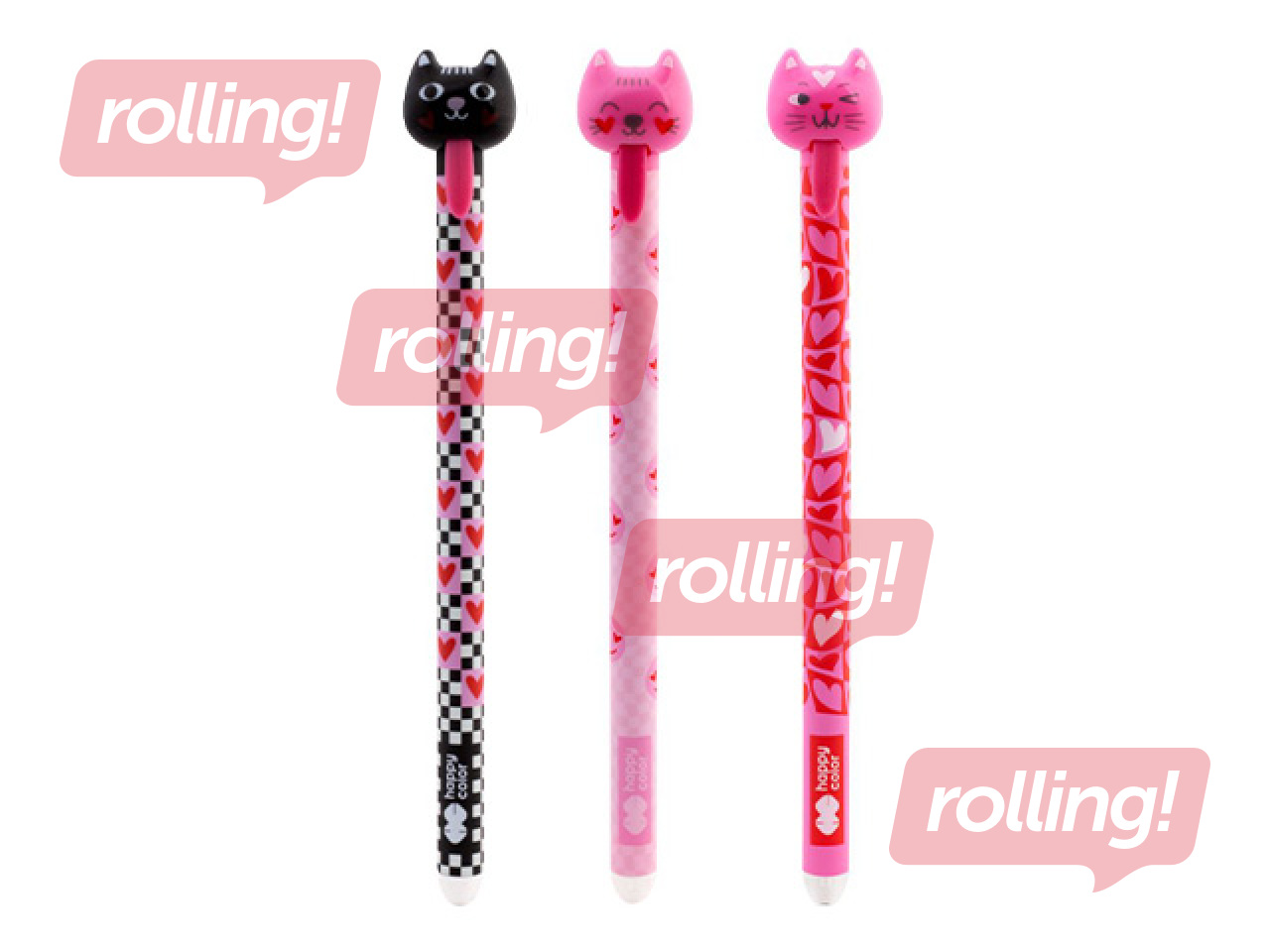 Gēla pildspalva dzēšama Happy Color Cats, zila tinte, 0.5mm