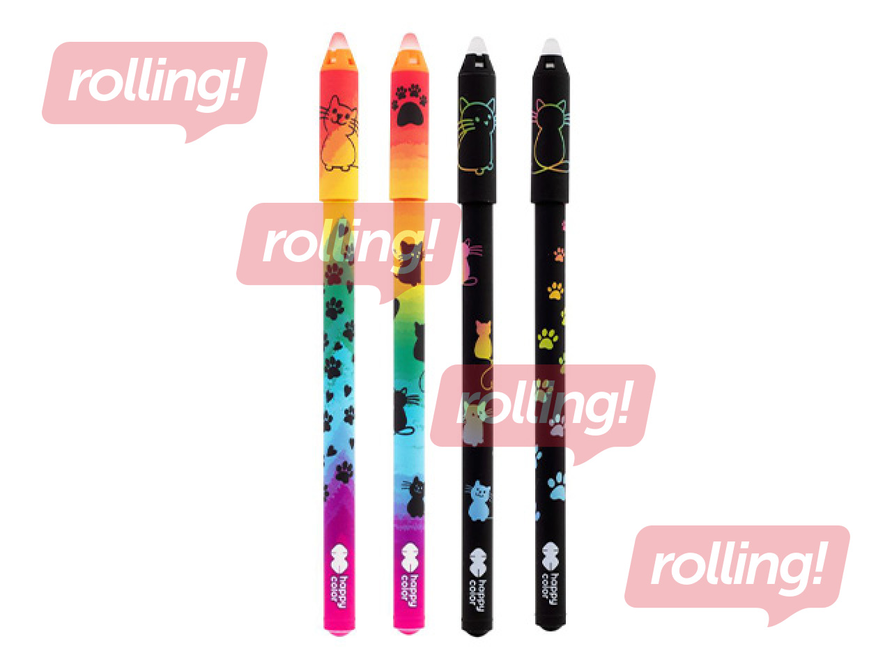 Gēla pildspalva dzēšama Happy Color Miaow, zila tinte, 0.5mm