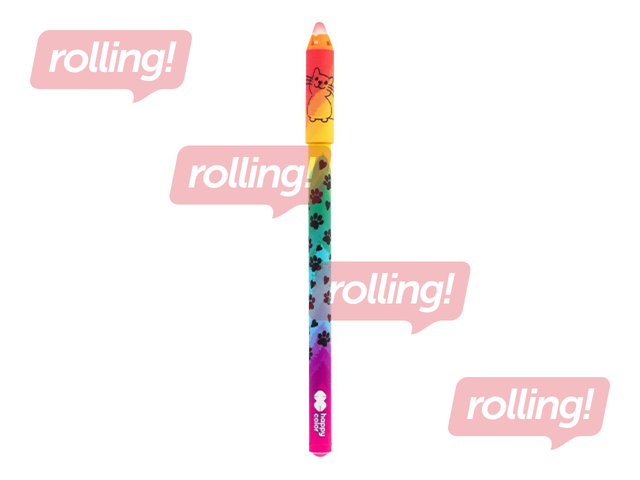 Gēla pildspalva dzēšama Happy Color Miaow, zila tinte, 0.5mm