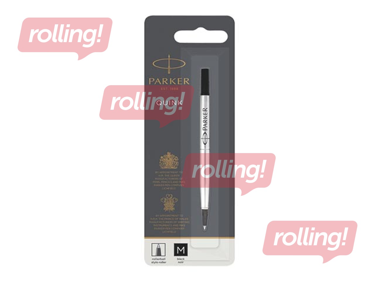 Serdenis tintes rollerim Parker, lodītes diametrs 0.7mm (M), melna tinte