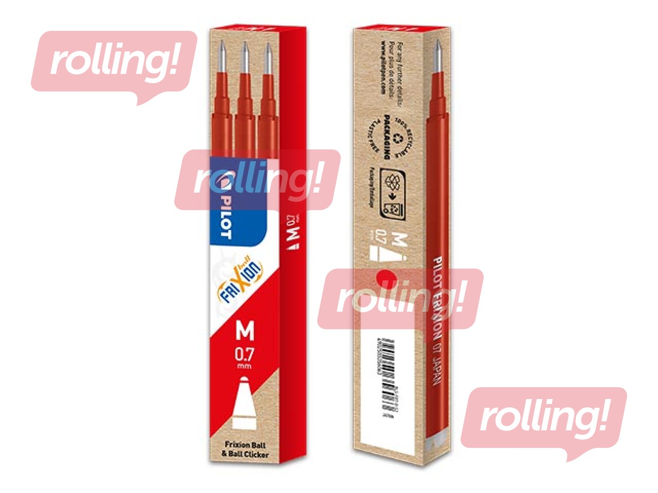 PROMO Geelpliiatsi süsi Pilot Frixion Point, punane, 0.7mm, 3 tk.