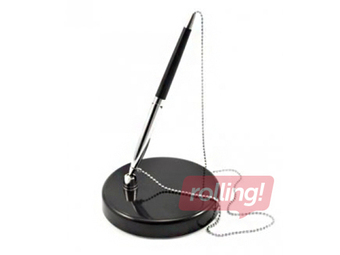 Lodīšu pildspalva statīvā Forpus melns korpuss, zila tinte