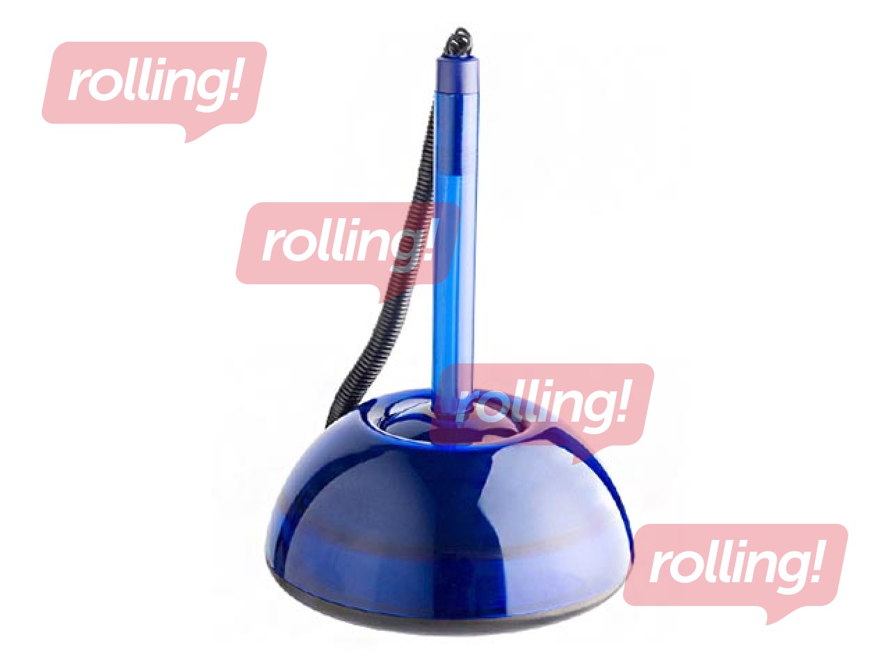 Lodīšu pildspalva statīvā ICO, zils caurspīdīgs korpuss