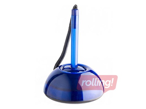 Ручка шариковая на подставке ICO, прозрачный синий корпус