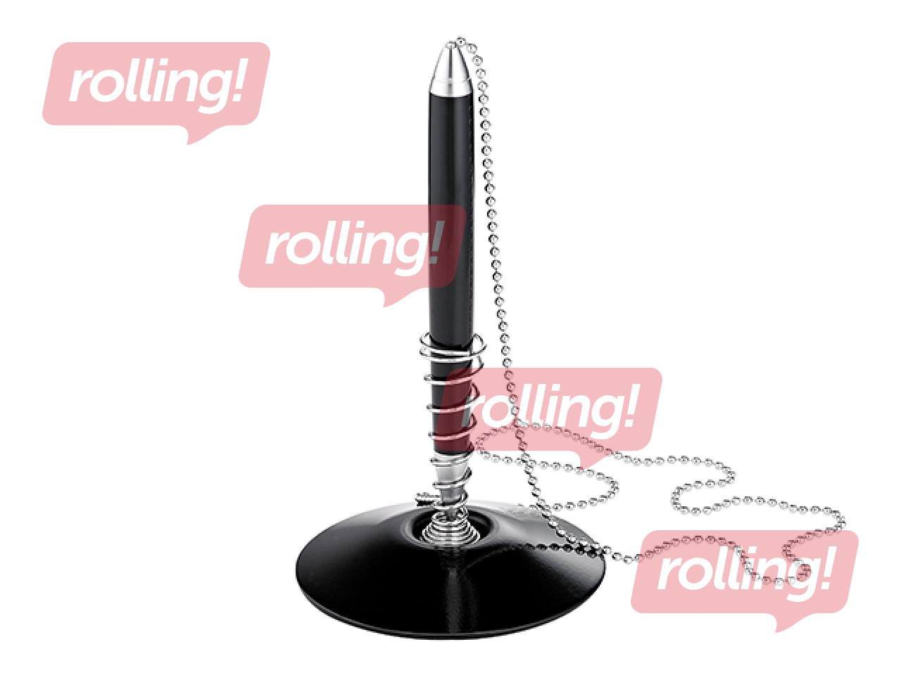 Lodīšu pildspalva statīvā Alco, melns korpuss, melna tinte