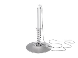 Ball pen on stand Alco, silver barrel, black ink