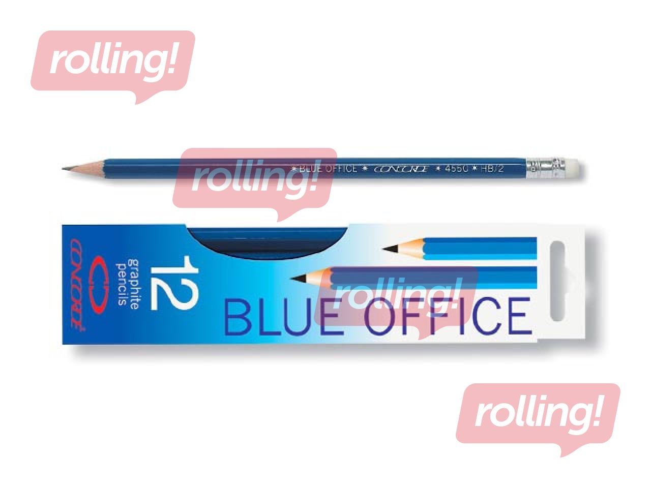 Harilik pliiats Concorde, Blue Office, kustukummiga, HB 