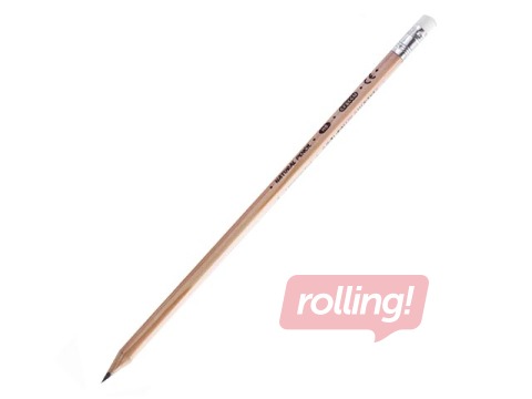 Zīmulis trīsstūra Cricco, ar dzēšgumiju, dabīga koka, HB